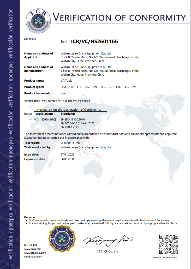 EU CE Certification (EN280)