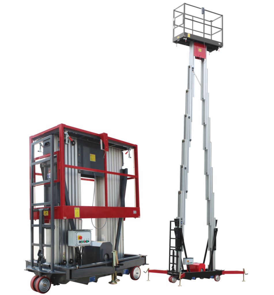 Push Around double Aluminum Vertical Mast Lift Platform- swing out outriggers